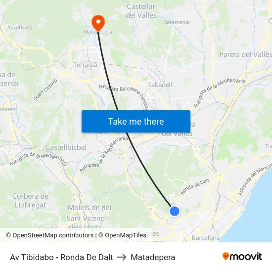 Av Tibidabo - Ronda De Dalt to Matadepera map