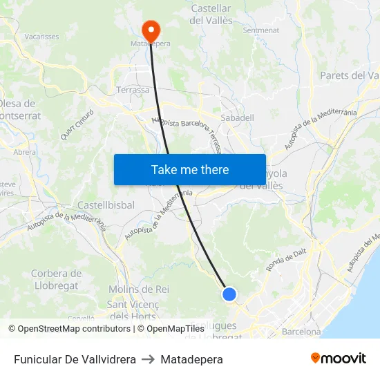 Funicular De Vallvidrera to Matadepera map