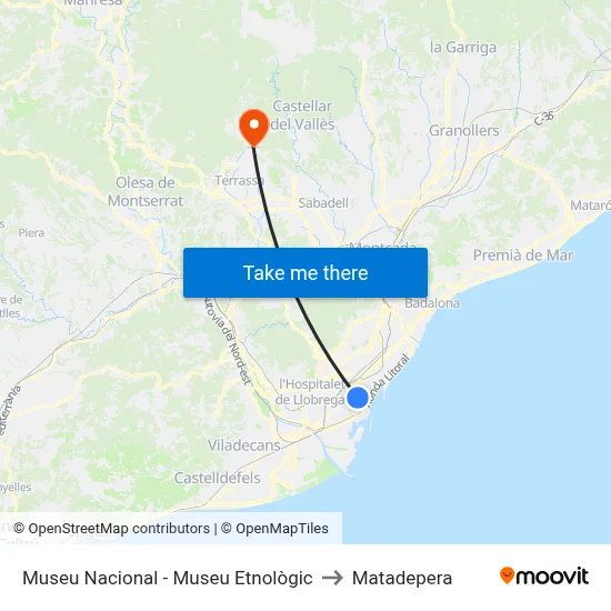 Museu Nacional - Museu Etnològic to Matadepera map