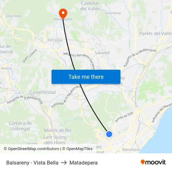 Balsareny - Vista Bella to Matadepera map
