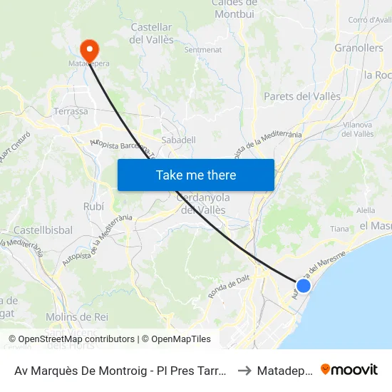 Av Marquès De Montroig - Pl Pres Tarradellas to Matadepera map