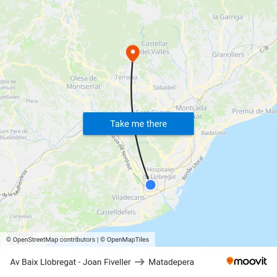 Av Baix Llobregat - Joan Fiveller to Matadepera map