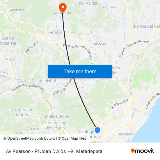 Av Pearson - Pl Joan D'Alòs - Final De Trajecte to Matadepera map