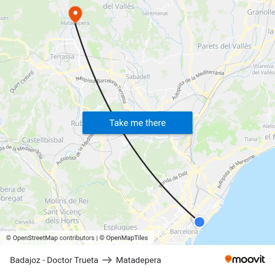 Badajoz - Doctor Trueta to Matadepera map