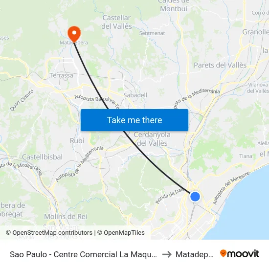 Sao Paulo - Centre Comercial La Maquinista to Matadepera map