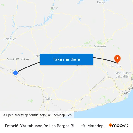 Estació D'Autobusos De Les Borges Blanques to Matadepera map