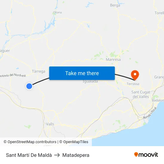 Sant Martí De Maldà to Matadepera map