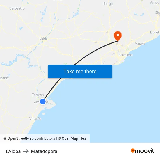 L'Aldea to Matadepera map