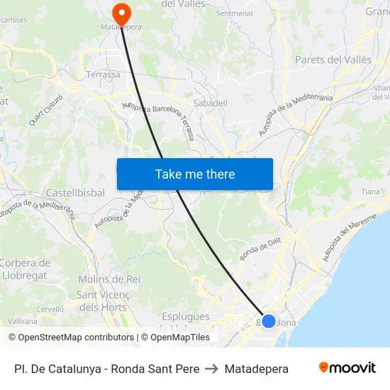 Pl. De Catalunya - Ronda Sant Pere to Matadepera map