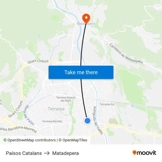 Paísos Catalans to Matadepera map