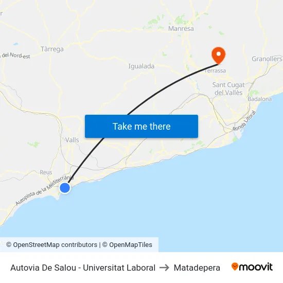 Autovia De Salou - Universitat Laboral to Matadepera map
