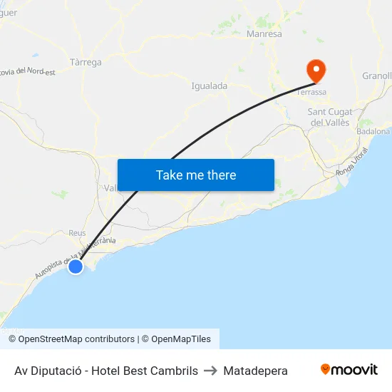 Av Diputació - Hotel Best Cambrils to Matadepera map