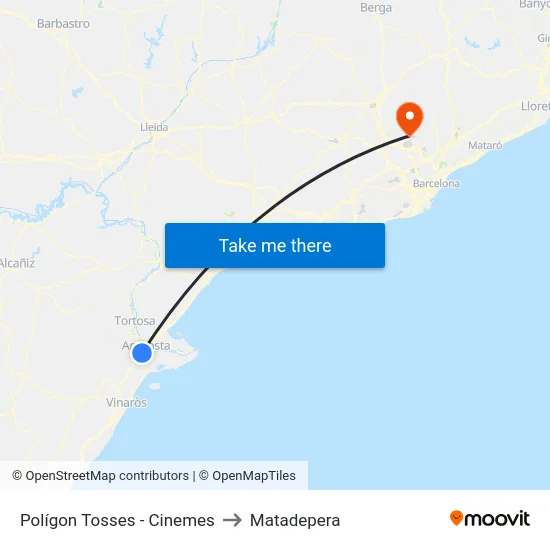 Polígon Tosses - Cinemes to Matadepera map