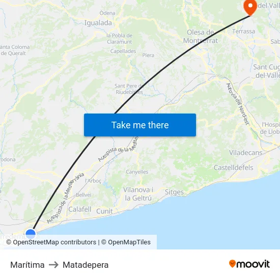 Marítima to Matadepera map