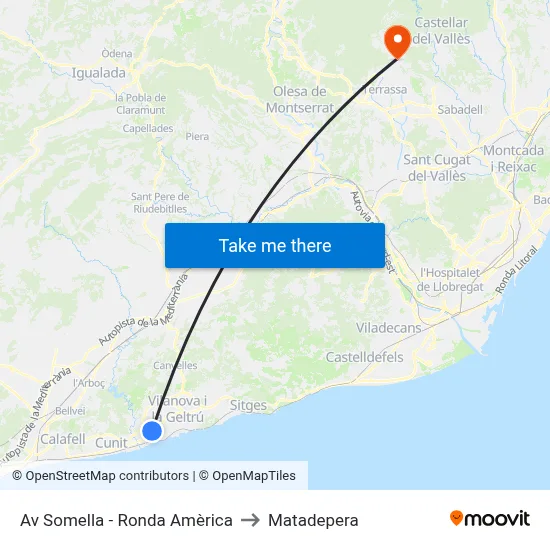 Av Somella - Ronda Amèrica to Matadepera map