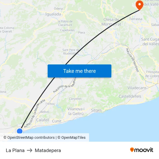 La Plana to Matadepera map