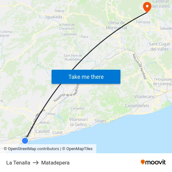 La Tenalla to Matadepera map