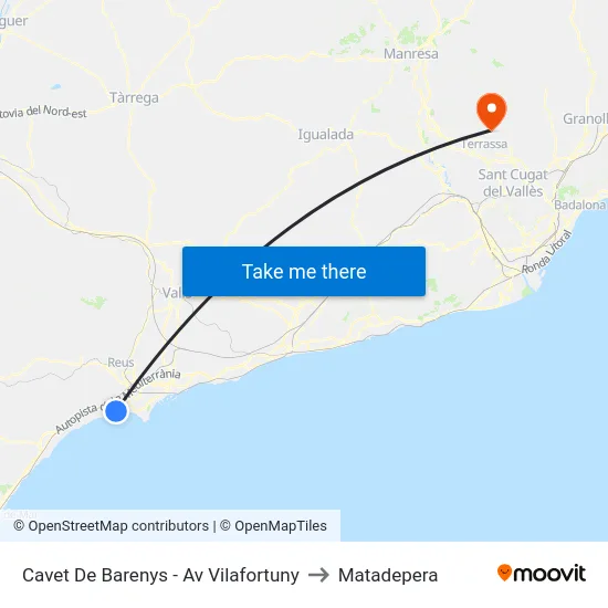 Cavet De Barenys - Av Vilafortuny to Matadepera map