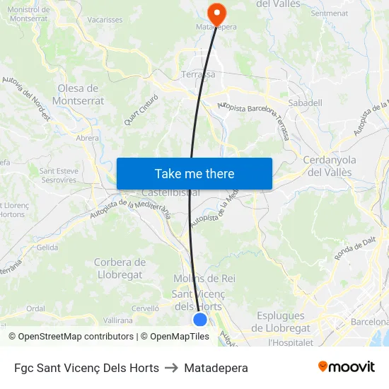 Fgc Sant Vicenç Dels Horts to Matadepera map