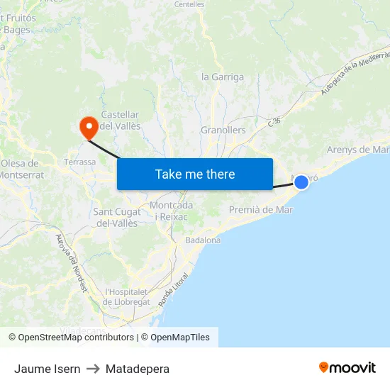 Jaume Isern to Matadepera map