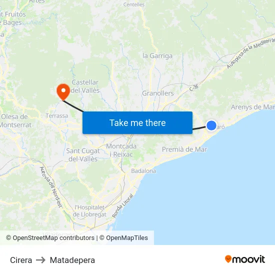 Cirera to Matadepera map
