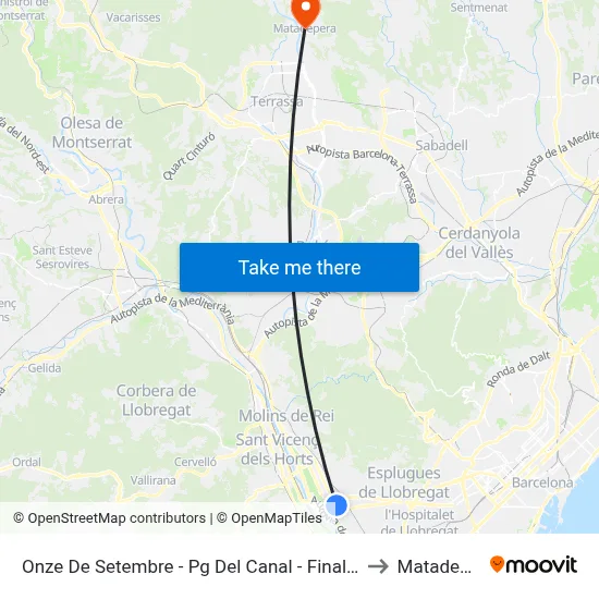 Onze De Setembre - Pg Del Canal - Final Trajecte to Matadepera map