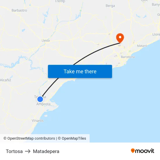 Tortosa to Matadepera map