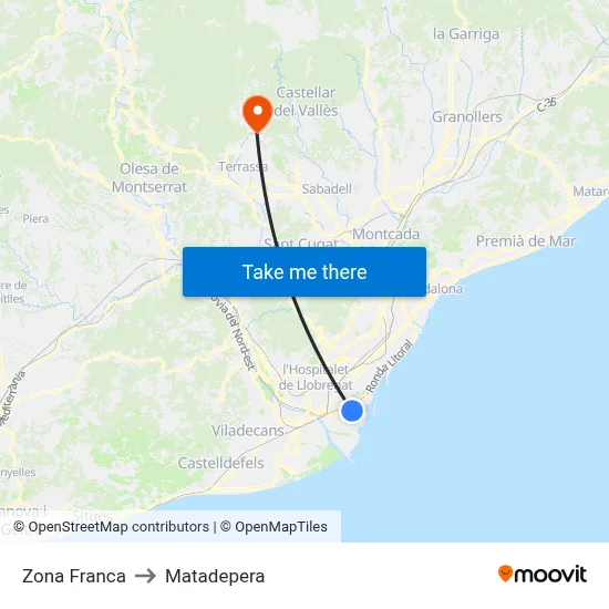 Zona Franca to Matadepera map