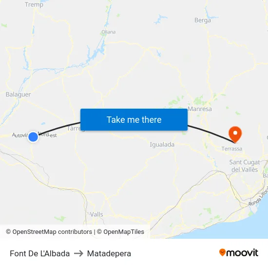 Font De L'Albada to Matadepera map