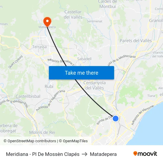 Meridiana - Pl De Mossèn Clapés to Matadepera map