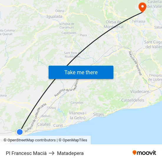 Pl Francesc Macià to Matadepera map