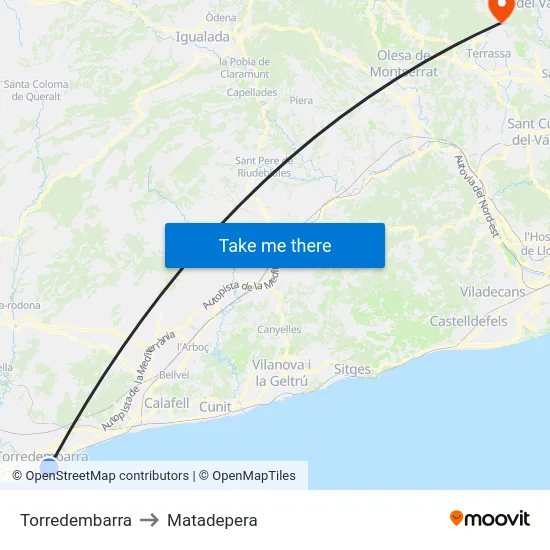 Torredembarra to Matadepera map