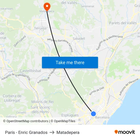 París - Enric Granados to Matadepera map