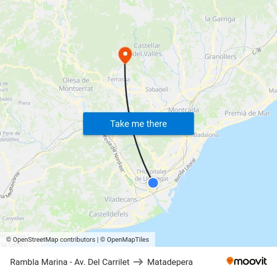 Rambla Marina - Av. Del Carrilet to Matadepera map