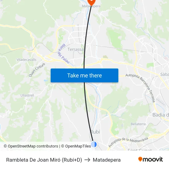 Rambleta De Joan Miró (Rubí+D) to Matadepera map