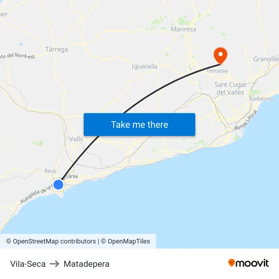 Vila-Seca to Matadepera map