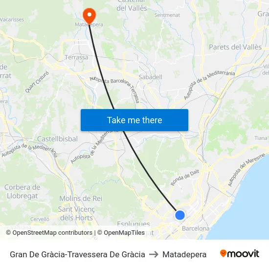 Gran De Gràcia-Travessera De Gràcia to Matadepera map