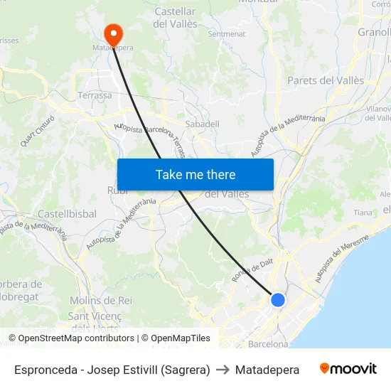Espronceda - Josep Estivill (Sagrera) to Matadepera map