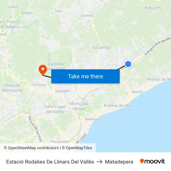 Estació Rodalies De Llinars Del Vallès to Matadepera map