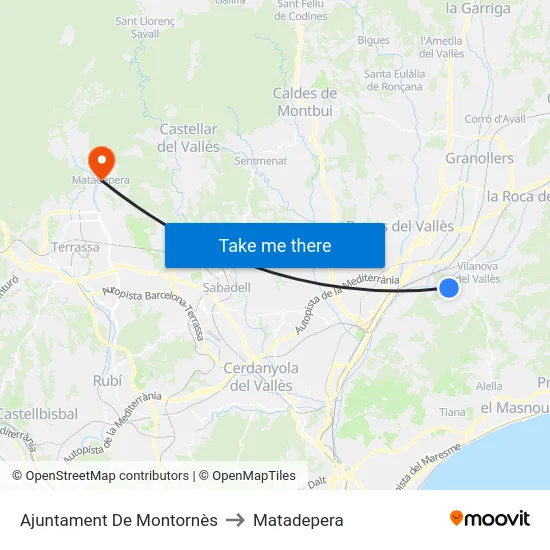 Ajuntament De Montornès to Matadepera map