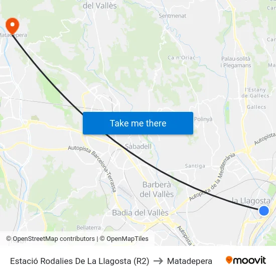 Estació Rodalies De La Llagosta (R2) to Matadepera map