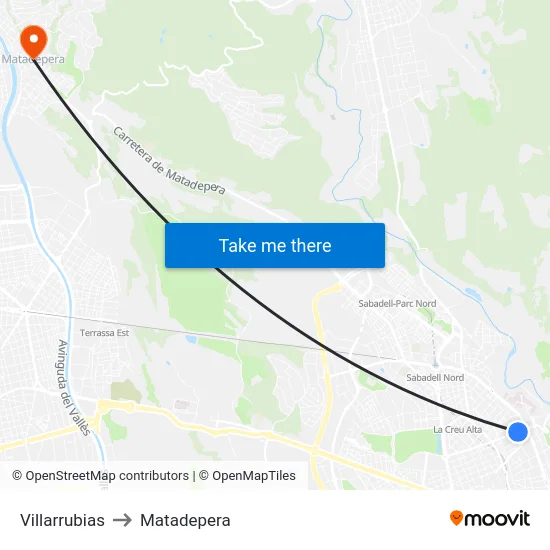 Villarrubias to Matadepera map