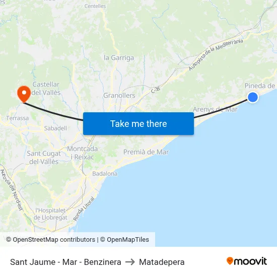 Sant Jaume - Mar - Benzinera to Matadepera map