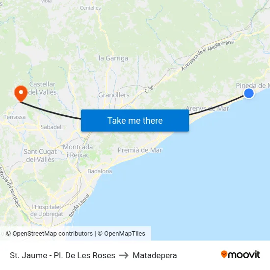 St. Jaume - Pl. De Les Roses to Matadepera map