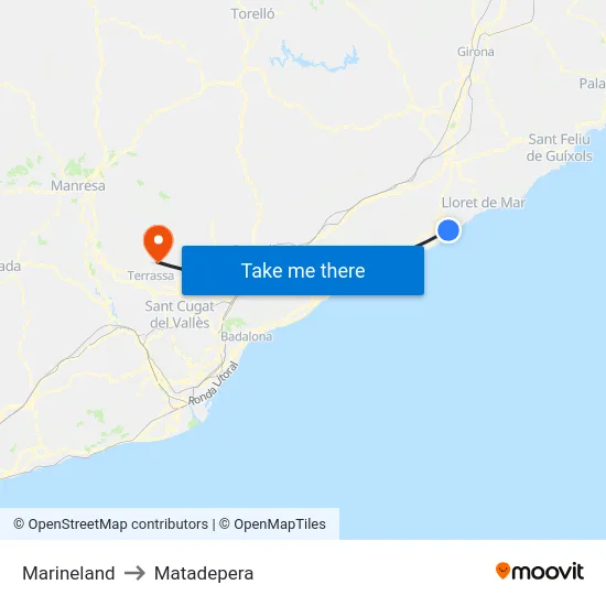 Marineland to Matadepera map