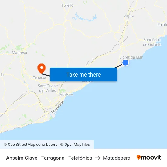 Anselm Clavé - Tarragona - Telefónica to Matadepera map