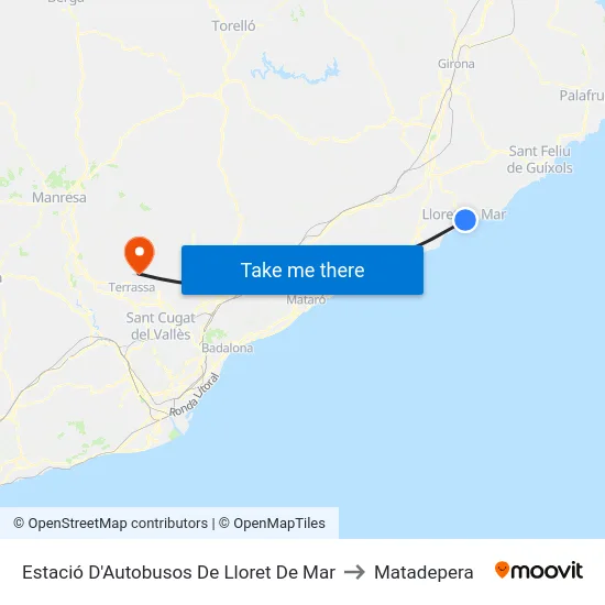 Estació D'Autobusos De Lloret De Mar to Matadepera map