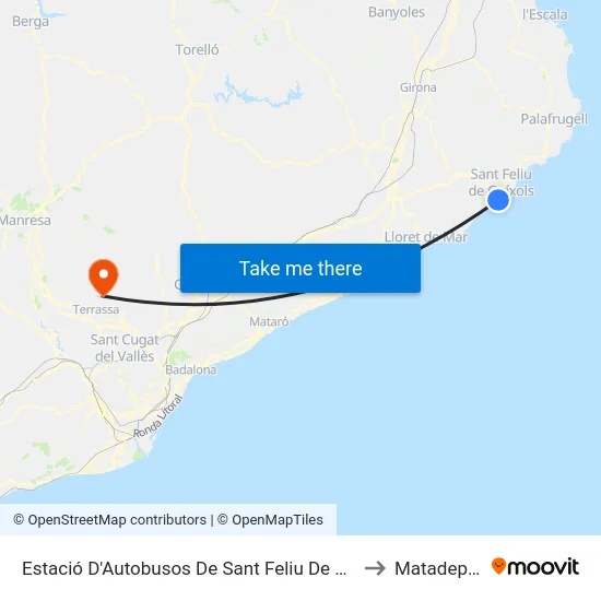 Estació D'Autobusos De Sant Feliu De Guíxols to Matadepera map