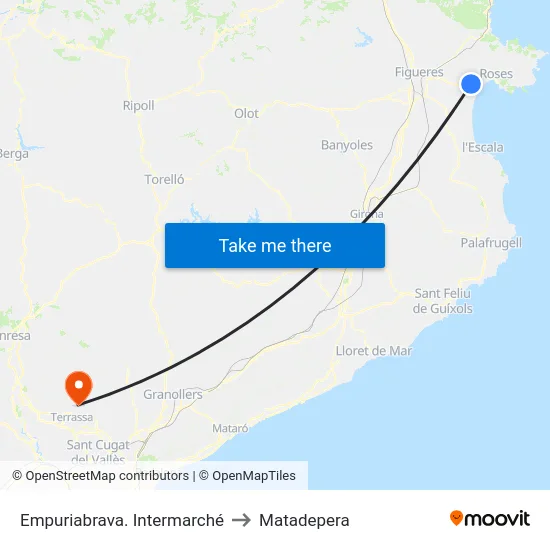 Empuriabrava. Intermarché to Matadepera map