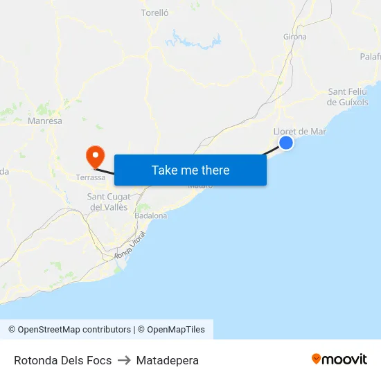Rotonda Dels Focs to Matadepera map